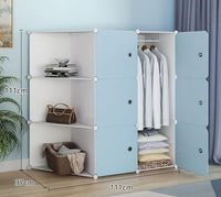 Premium 6-Door 9-Shelf Kids Modular Plastic Wardrobe Cabinet – Sky Blue