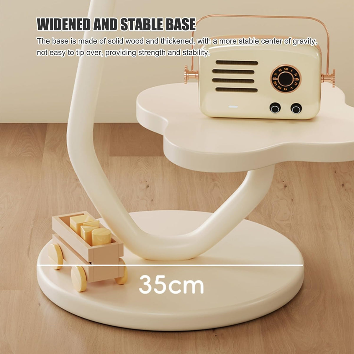 Premium Flower Side Table with Metal Base – Natural Wood