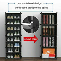 Premium 6-Door 12-Layer Double-Row Plastic Shoe Storage Cabinet | Dustproof Modular Shoe Rack | Black & White