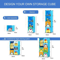 Premium 8-Door Kids Plastic Wardrobe – Panda Blue