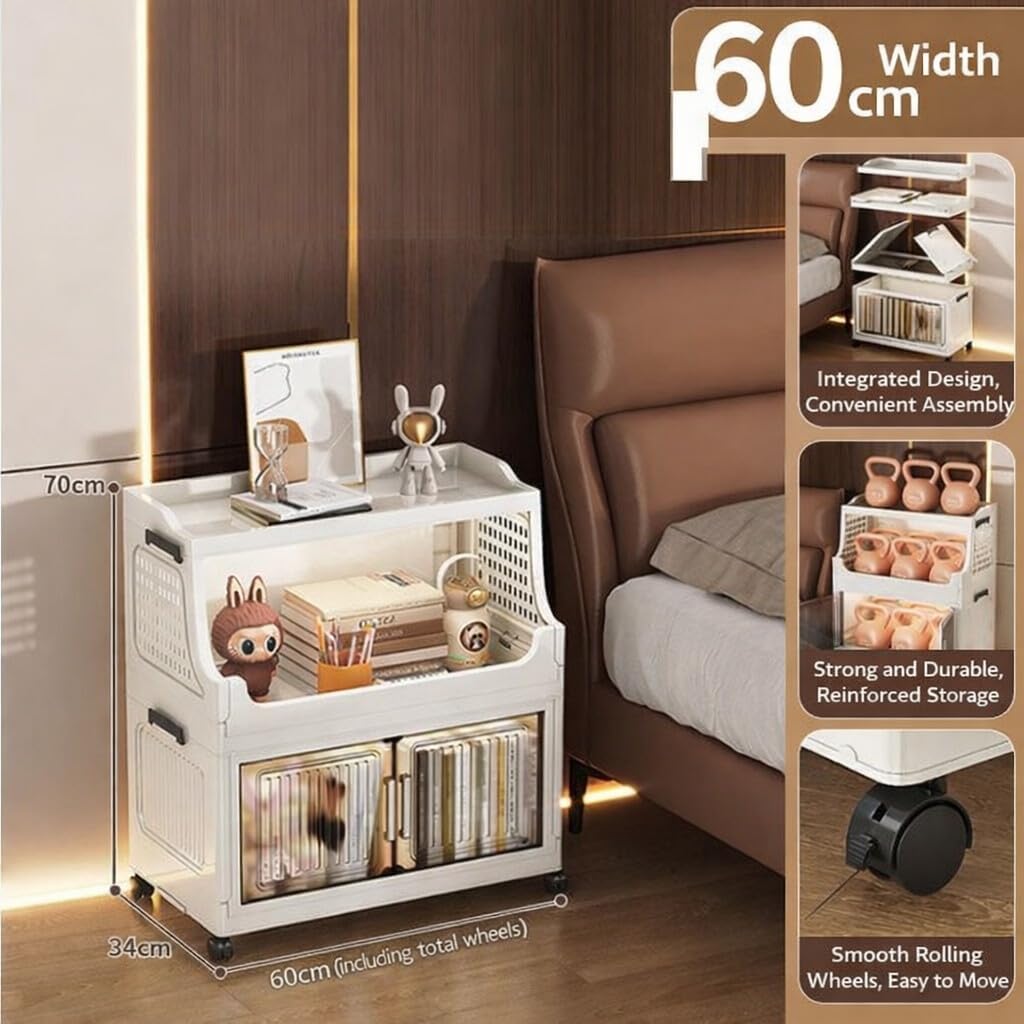 Premium 2-Door Foldable Plastic Wardrobe Storage Cabinet – Beige