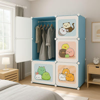Premium 6-Door Kids Plastic Wardrobe – Blue