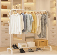 SAMDIYA 2-Door 5-Shelf Kids Wardrobe + Scalp Massager (White) + Pole Rack (White) | Buy 1 Get 2 Free Combo