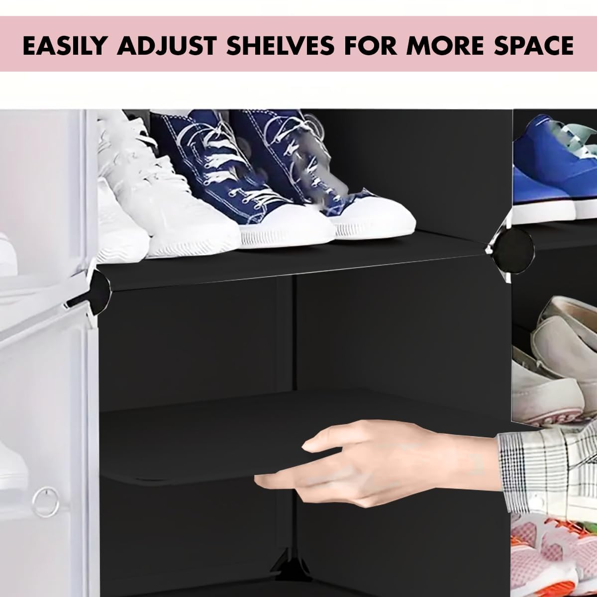 Premium 3-Door 6-Layer Plastic Shoe Storage Cabinet | Dustproof Modular Shoe Rack | Black