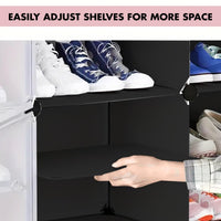 Premium 3-Door 6-Layer Plastic Shoe Storage Cabinet | Dustproof Modular Shoe Rack | Black