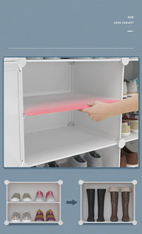 Premium 8-Door 16-Shelf Plastic Shoe Storage Cabinet | Dustproof Modular Shoe Rack | White
