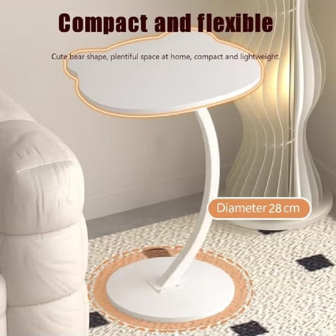 Premium Adjustable C-Shaped Side Table – White Marble