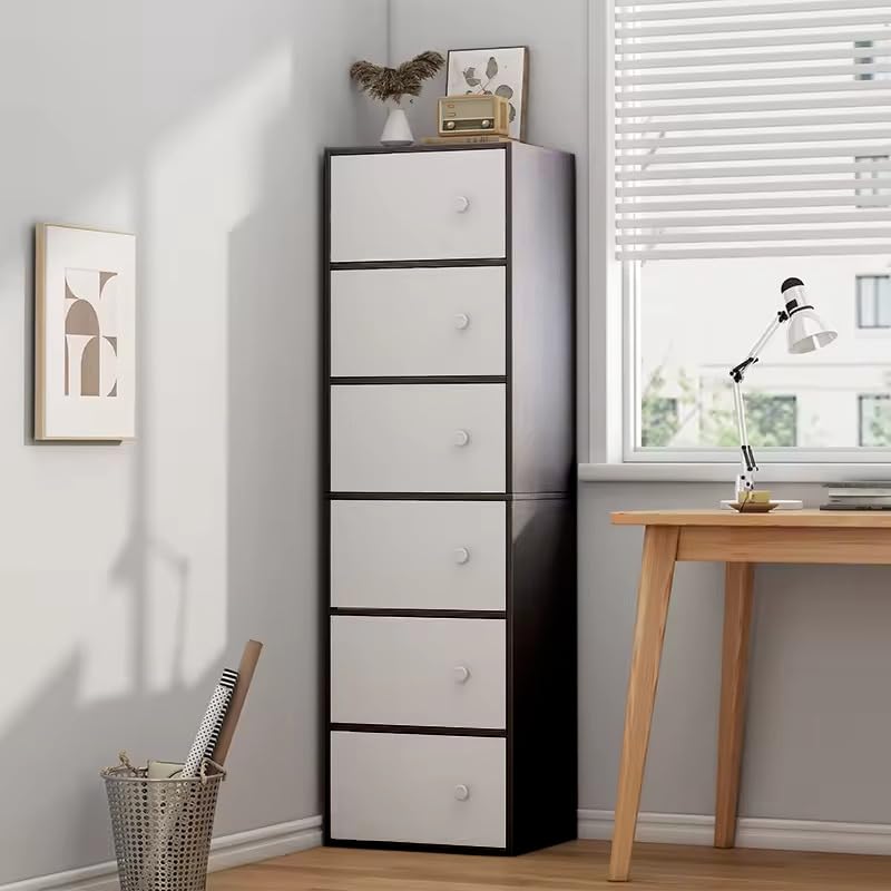 Premium Nordic Black & White 6-Layer Wooden Storage Cabinet with Doors