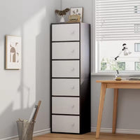 Premium Nordic Black & White 6-Layer Wooden Storage Cabinet with Doors