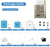 Premium 8-Door Modular Plastic Wardrobe with Hanging Section – White