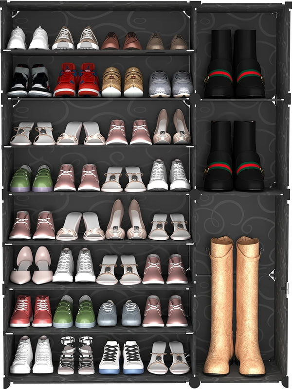 Premium 11-Shelf 7-Door Plastic Storage Cabinet – Black & White