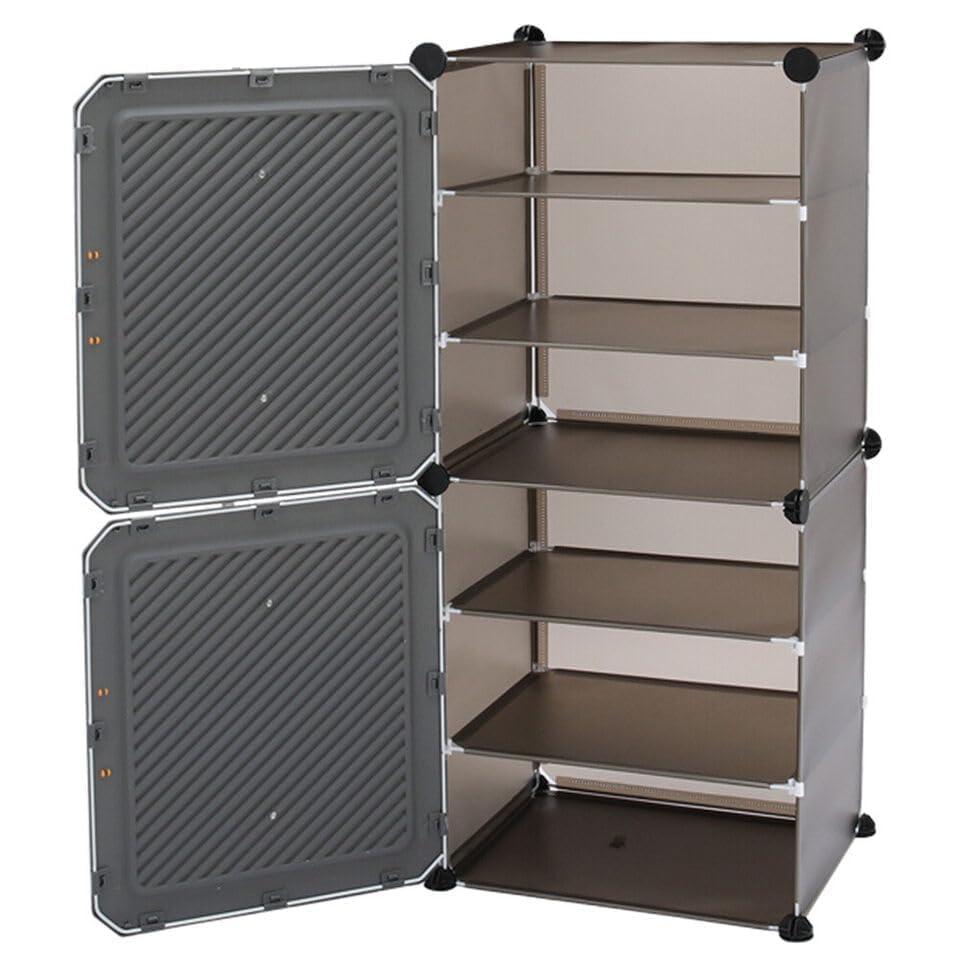 Premium 6-Layer 2-Door Plastic Shoe Storage Cabinet – Grey