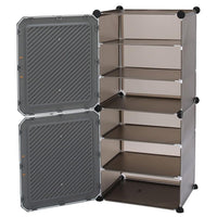 Premium 6-Layer 2-Door Plastic Shoe Storage Cabinet – Grey
