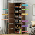 Premium Nordic Walnut 6-Layer Wooden Storage Cabinet with Doors