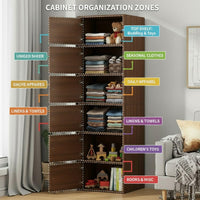 Premium Nordic Walnut 6-Layer Wooden Storage Cabinet with Doors