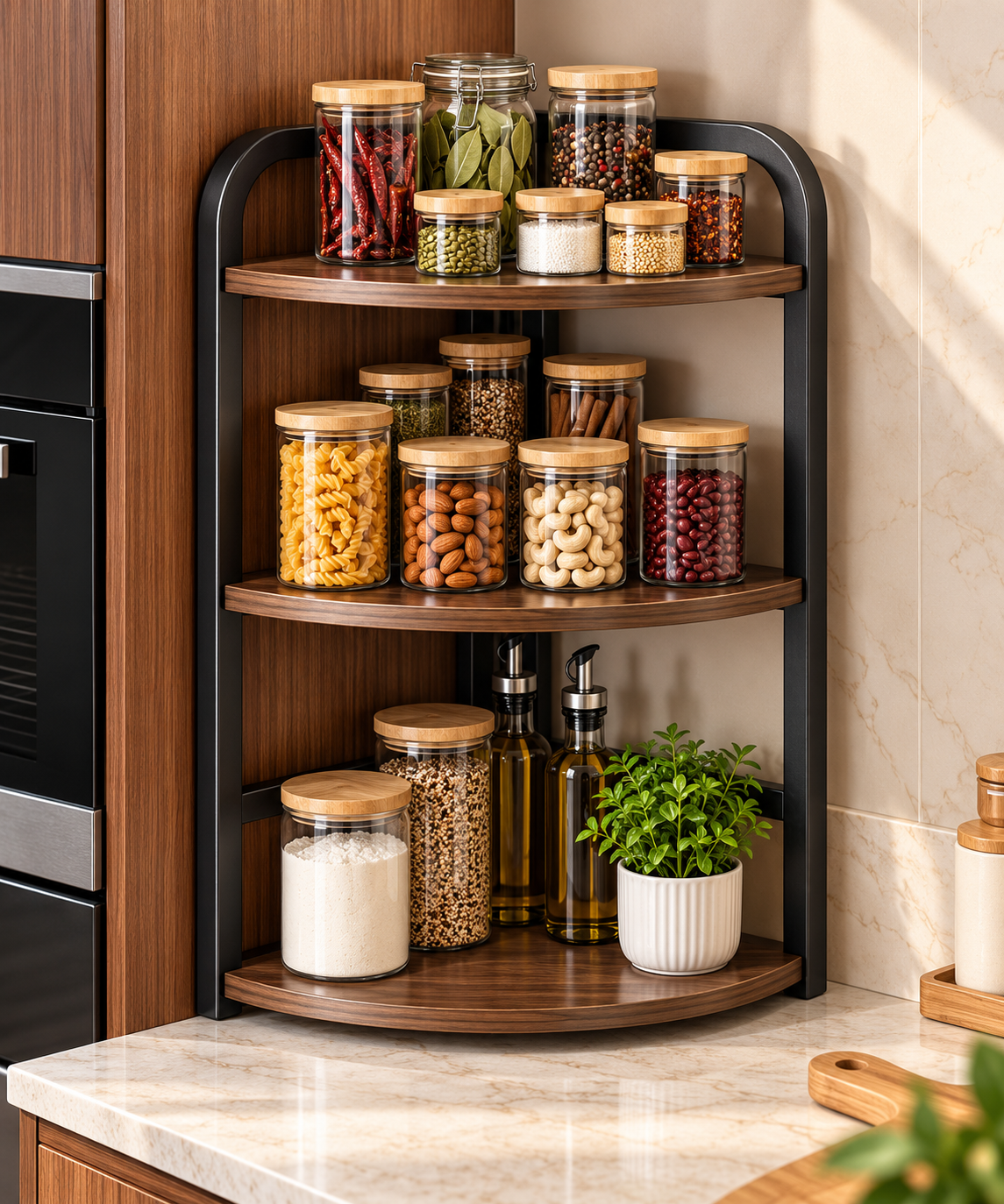 SAMDIYA 4-Door 4-Shelf Modular Wardrobe + Corner 3-Tier Spice Rack + Digital Luggage Scale | Buy 1 Get 2 Free Combo