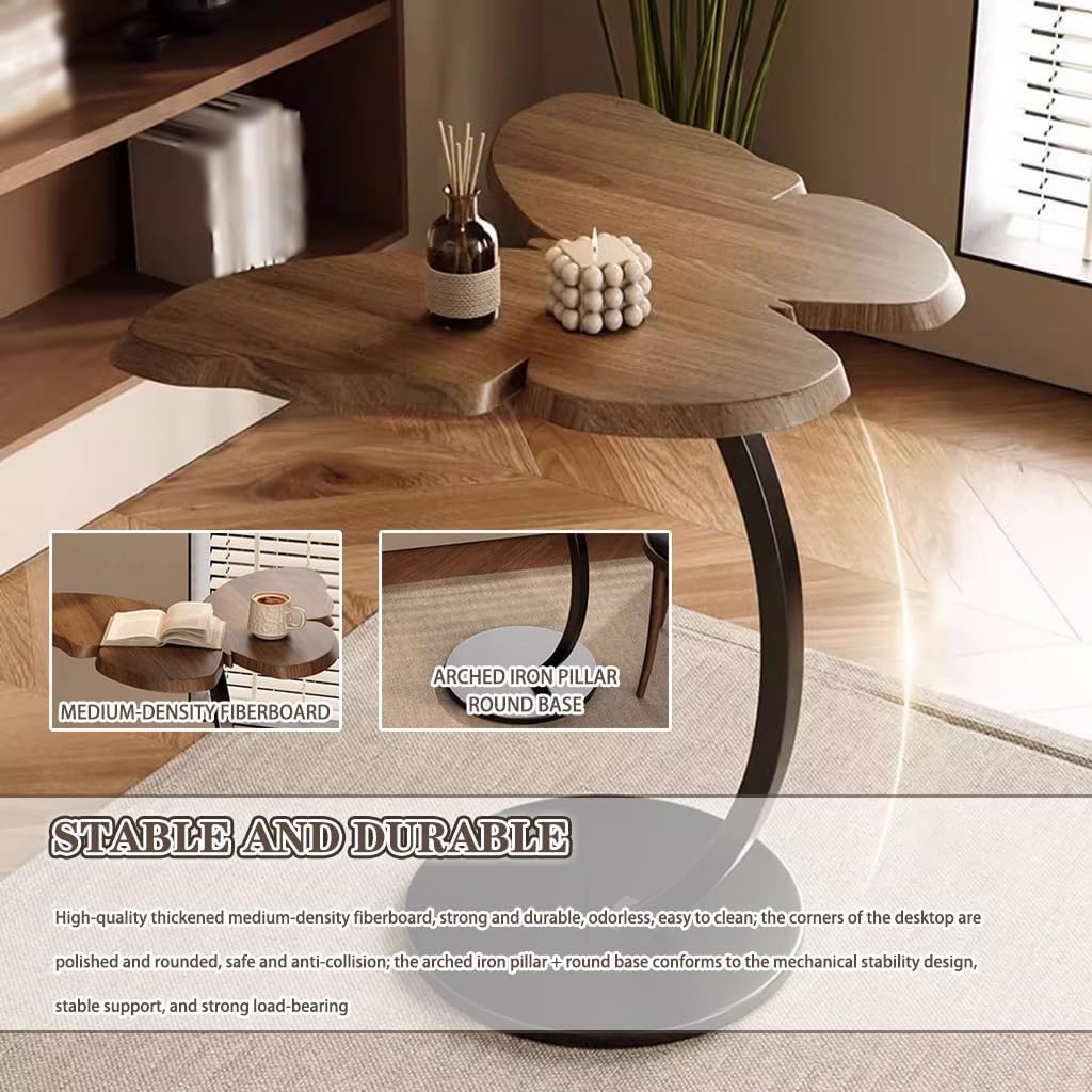 Premium Butterfly Side Table with Metal Base – Nut Brown