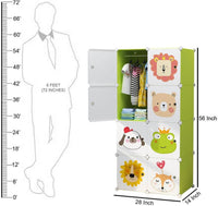 Premium 8-Door 8-Shelf Kids Modular Plastic Wardrobe Cabinet – Green