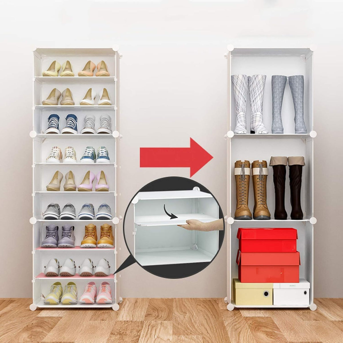 Premium 3-Door 6-Layer Plastic Shoe Storage Cabinet | Dustproof Modular Shoe Rack | White