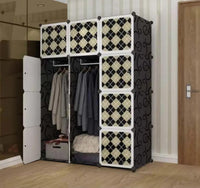 Premium 12-Door Square-Grid Kids Plastic Wardrobe – Black