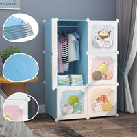 Premium 6-Door Kids Plastic Wardrobe – Blue