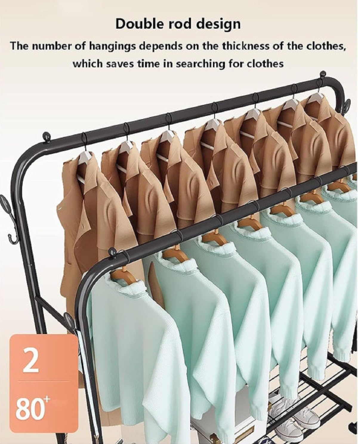 Premium Heavy-Duty Rolling Garment Rack – Black