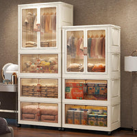 Premium 4-Door Modular Plastic Wardrobe with Hanging Section – Transparent White