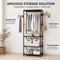 Premium Multifunctional Clothing Rack with Storage Shelves – Black