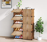 Premium 8-Door 16-Shelf Modular Plastic Shoe Storage Cabinet – Black