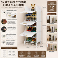 Premium 3-Door 6-Shelf Modular Plastic Shoe Storage Cabinet – White