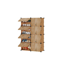 Premium 8-Door 16-Shelf Modular Plastic Shoe Storage Cabinet – Black