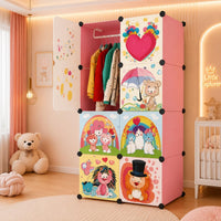 Premium 8-Cube Modular Plastic Wardrobe for Kids – Pink