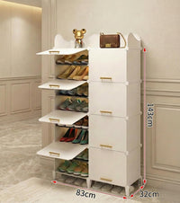 Premium 8-Door 16-Shelf Plastic Shoe Storage Cabinet | Dustproof Modular Shoe Rack | White