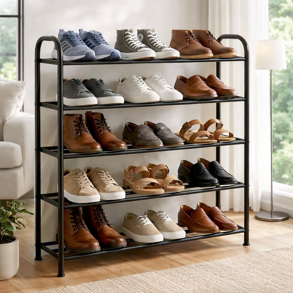 Premium 5-Tier Round Metal Shoe Rack