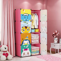 Premium 8-Door Kids Plastic Wardrobe – Panda Pink