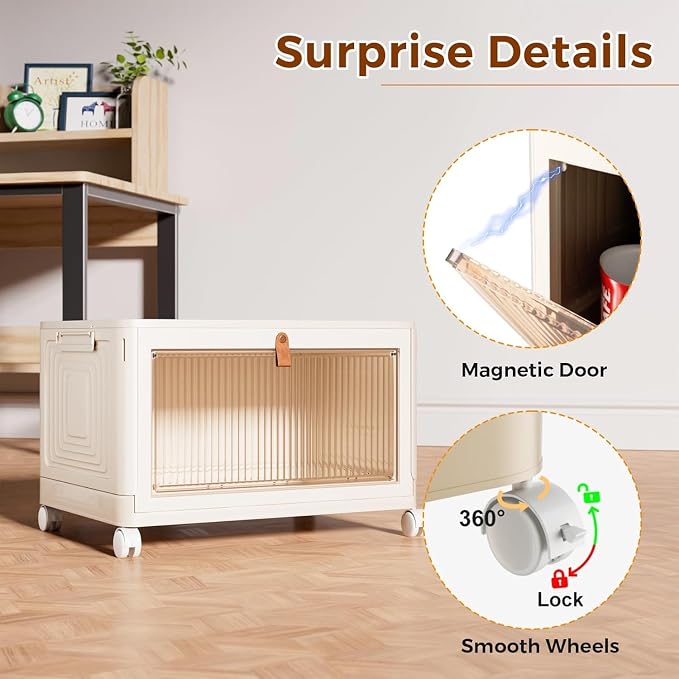 Premium 1-Tier Foldable Plastic Storage Cabinet with Door – White