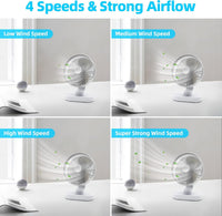Premium 4000mAh Rechargeable Desk Fan with 4-Speed Modes – Silver