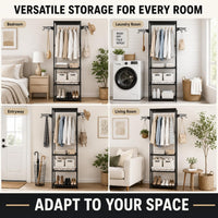 Premium Multifunctional Clothing Rack with Storage Shelves – Black