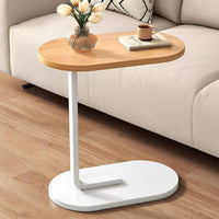 Premium Adjustable Oval Side Table – Natural Wood