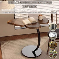 Premium Butterfly Side Table with Metal Base – Nut Brown