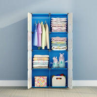 Premium 8-Door Kids Plastic Wardrobe – Panda Blue