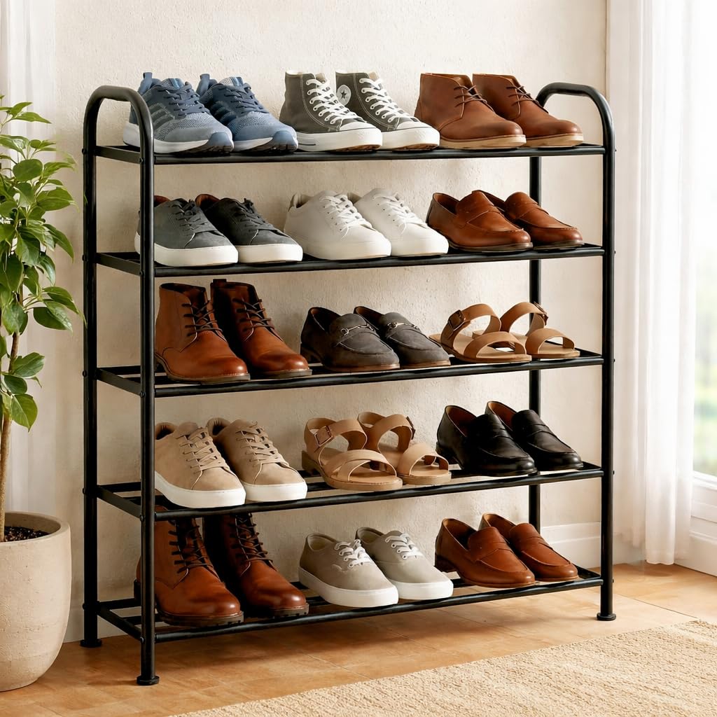 Premium 5-Tier Round Metal Shoe Rack