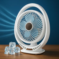 Premium 4000mAh Rechargeable Table Fan with 5-Speed Modes & LED Light – White