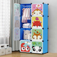 Premium 8-Door 8-Shelf Kids Modular Plastic Wardrobe Cabinet – Blue