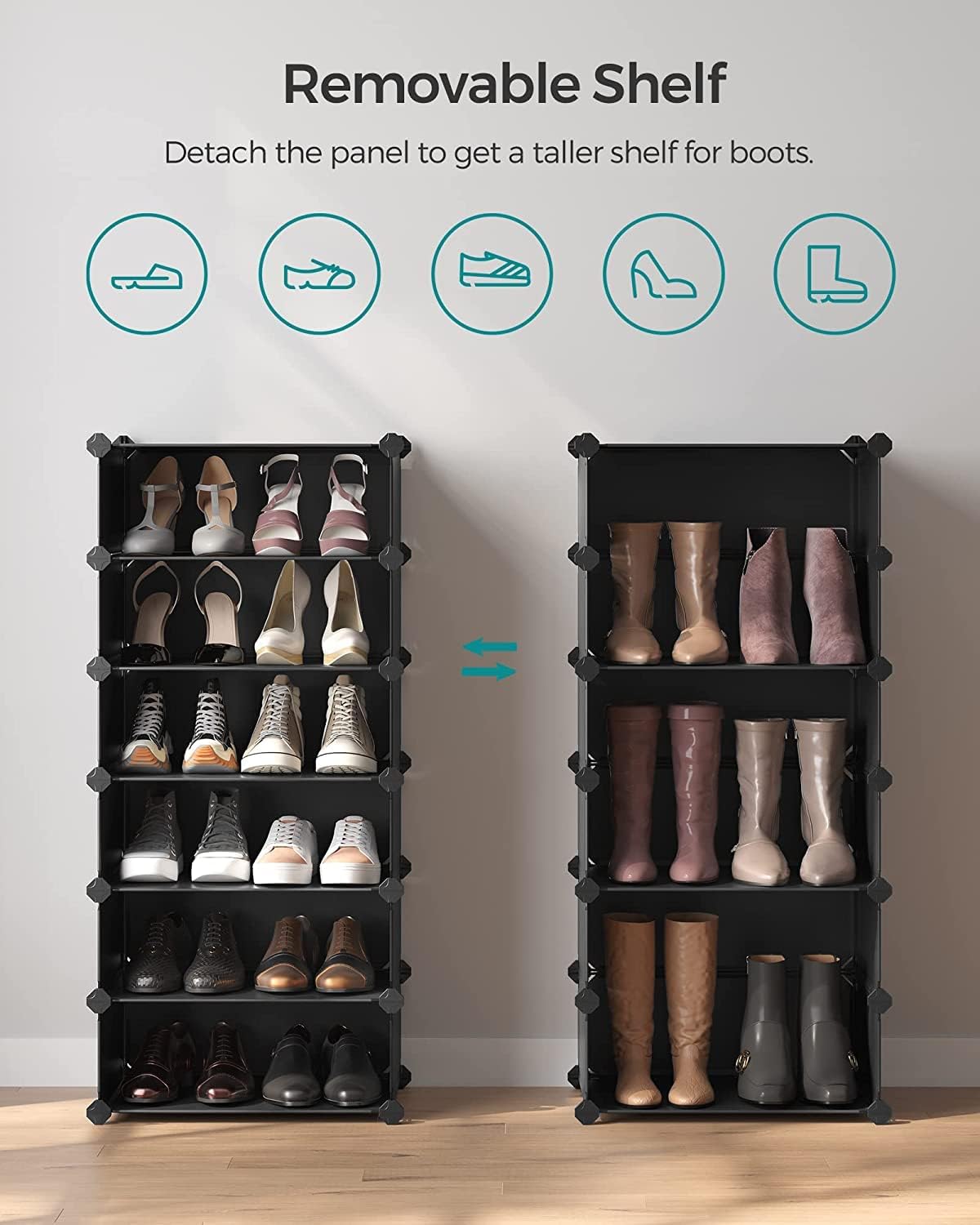 Premium 3-Door 6-Layer Plastic Shoe Storage Cabinet | Dustproof Modular Shoe Rack | Grey
