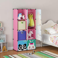 Premium 8-Door Kids Plastic Wardrobe – Panda Pink