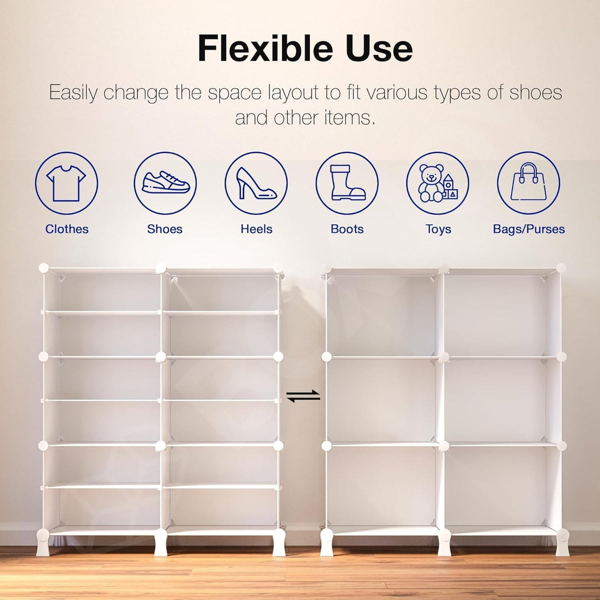 Premium 8-Door 16-Shelf Plastic Shoe Storage Cabinet | Dustproof Modular Shoe Rack | White