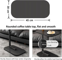 Premium Adjustable Oval Side Table – Black Marble