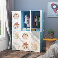 Premium 12-Door Superhero-Print Kids Plastic Wardrobe – Blue