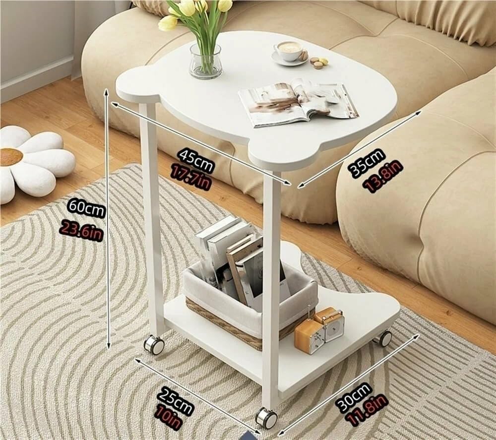 Premium Panda Side Table with Metal Base – White Marble